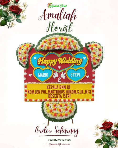 Papan Bunga Pernikahan Air Besi